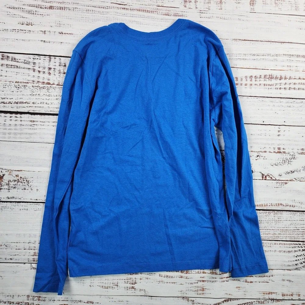 The North Face Shirt Boys Large Hero Blue Long‎ Sleeve Half Dome Graphic Tee NWT